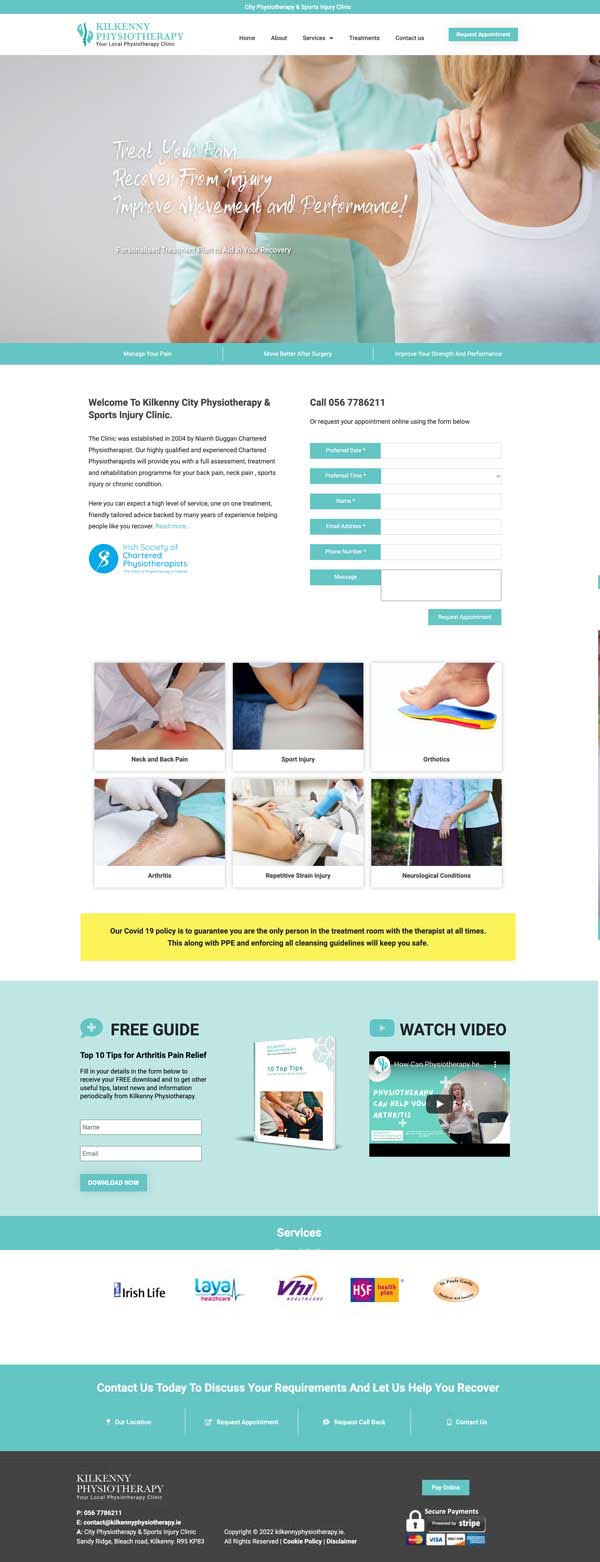 physiotherapist website project 2022