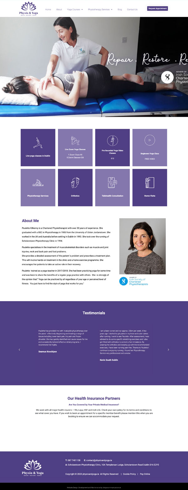 physiotherapist website project